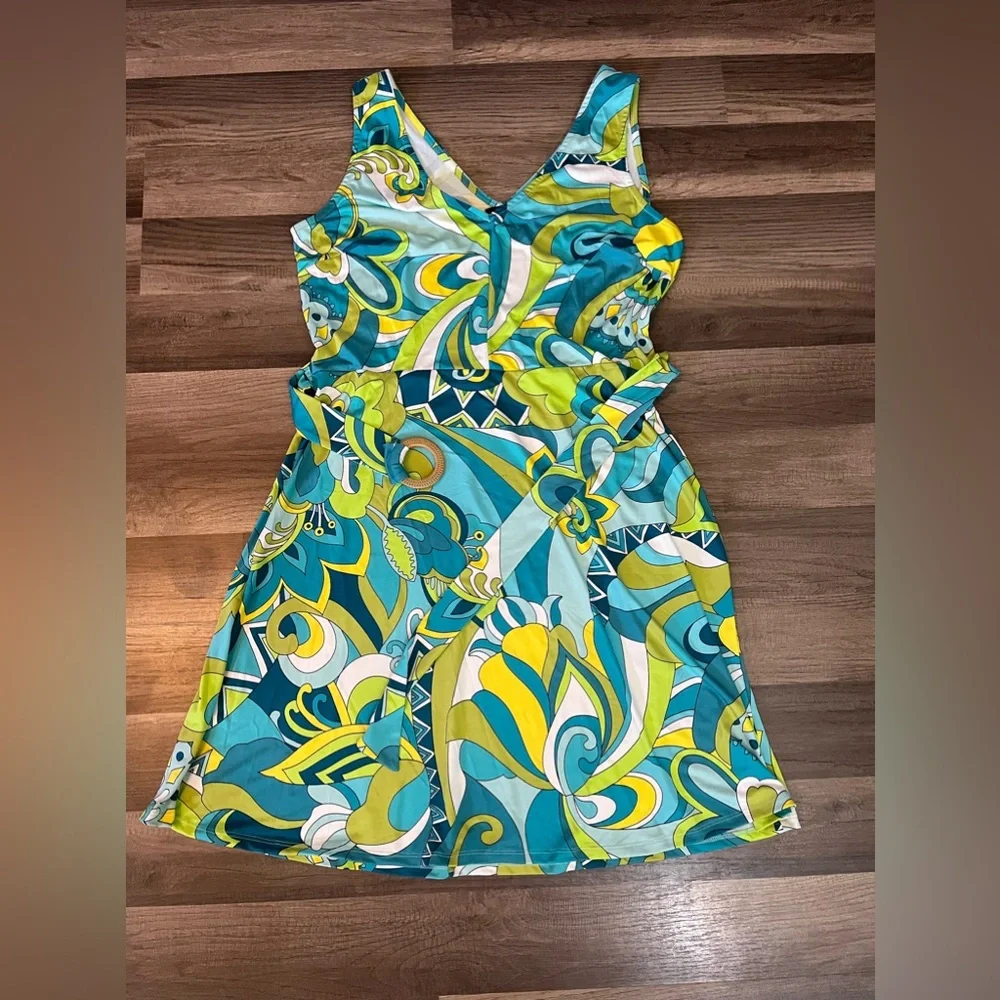 Tacera Retro 70’s Style Sleeveless Dress with Sash SZ Medium - Picture 5 of 9